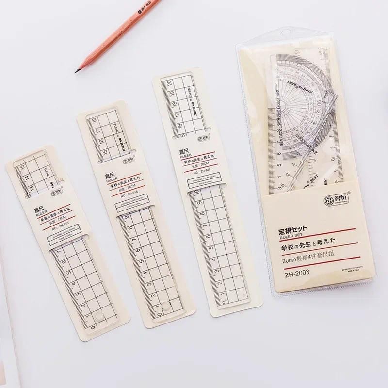 

1 Pcs Transparent Simple Style Plastic Ruler Escolar Student Office Learn Stationery Drawing School Supplies