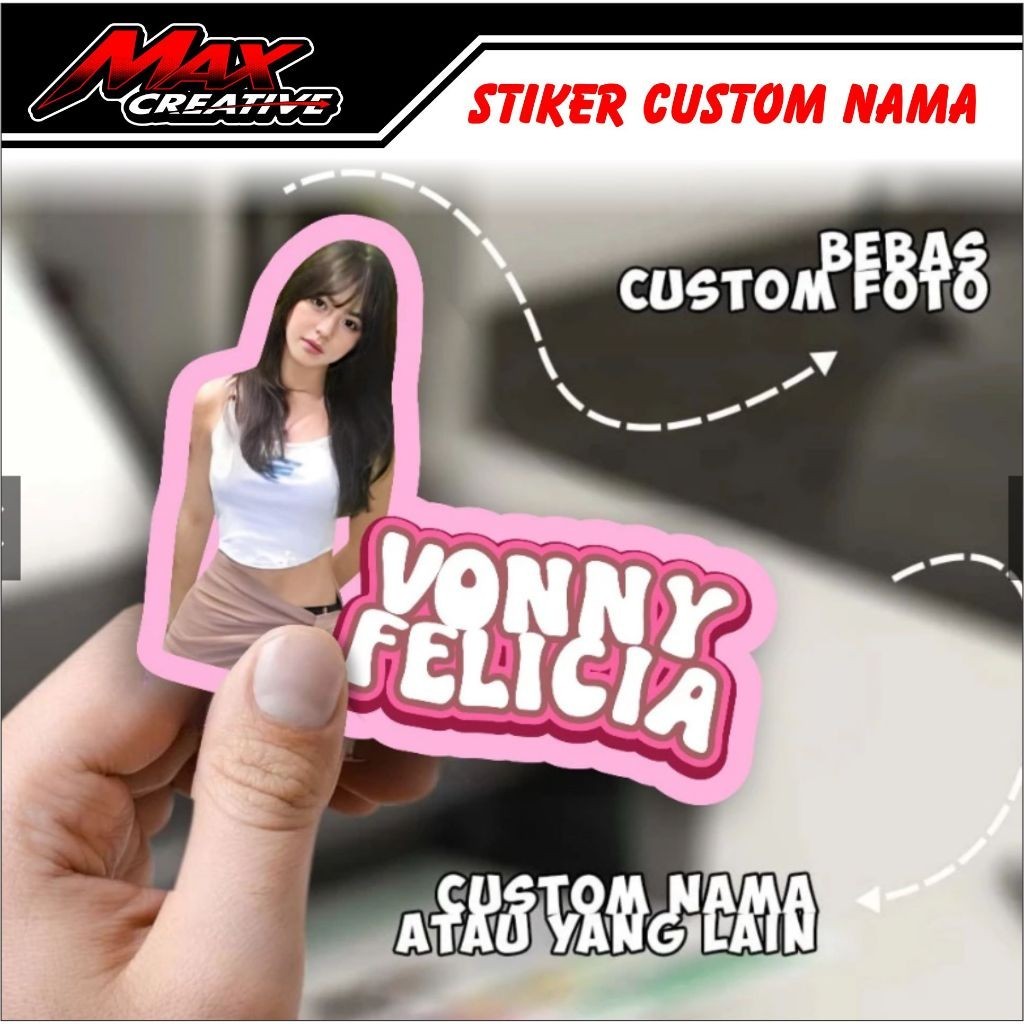 

MAX CREATIEF Stiker Foto Wajah dan Tulisan Nama Custom Free Desain