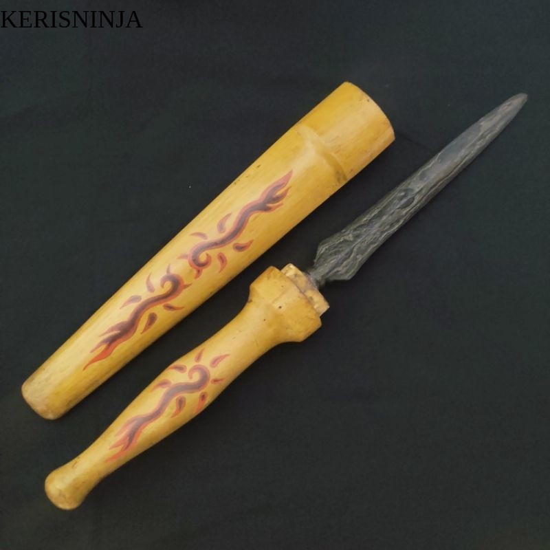 Koleksi Tombak Biring Lanang Sepuh Pamor Kulit Semongko Meteorit Tangguh Mataram Warangka Sken NJ13