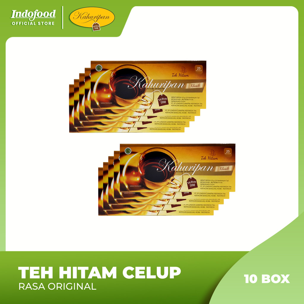 

10 pcs Teh Kahuripan - Teh Hitam Celup rasa Original (1 kotak isi 25 kantong teh)
