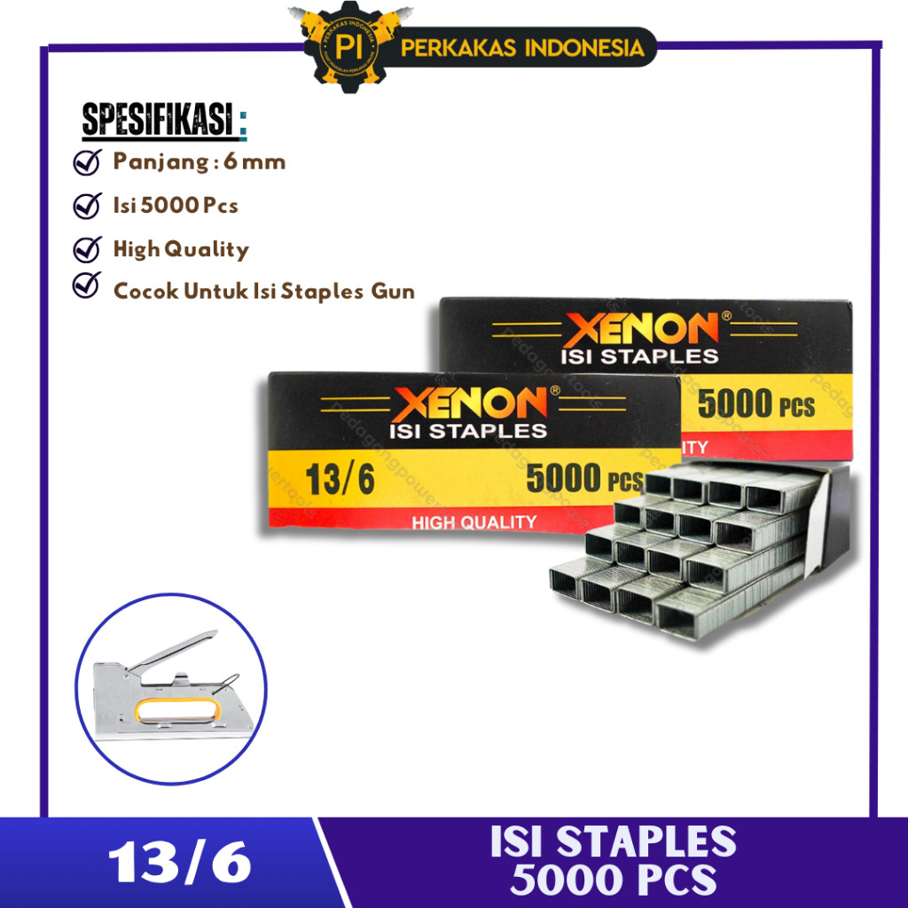 

Refill Air Nailer Stapler Gun 13/6mm (6mm) isi 5000 bh Staples Tembak Guntacker Steples Stapler Hekter Tacker 13/6 Alat Perekat Stepler Handtacker