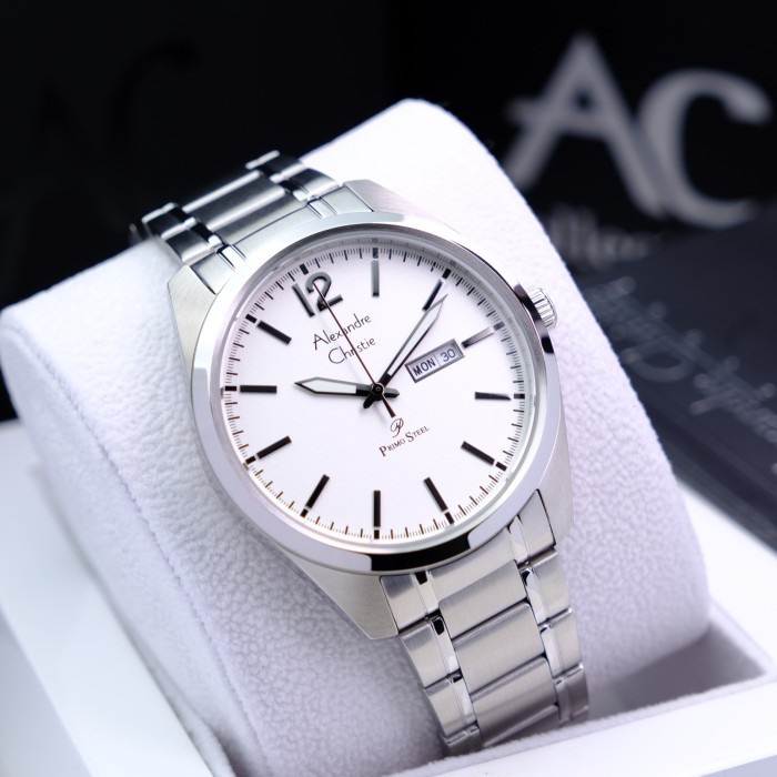 JAM TANGAN PRIA ALEXANDRE CHRISTIE AC1012 / AC 1012 STAINLESS ORIGINAL - silver