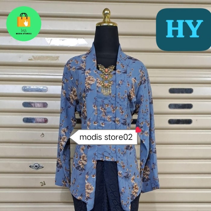 

✨LARIS✨ -atasan kebaya kutubaru premium motif terbaru seragam kerja/kantor - sky blue, S