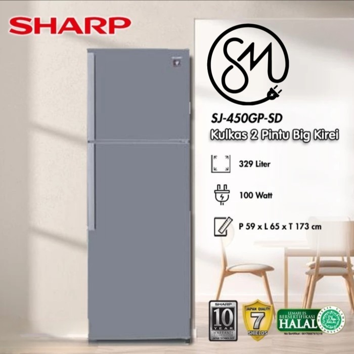 Kulkas Sharp 2 pintu SJ-450GP-SD 450GPSD SJ450GPSD 329 L Big Kirei