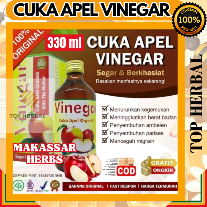 

Vinegar Cuka Apple Cider Vinegar Organik 330ml Cuka Apel 100% Asli Original Top Herbal Makassar