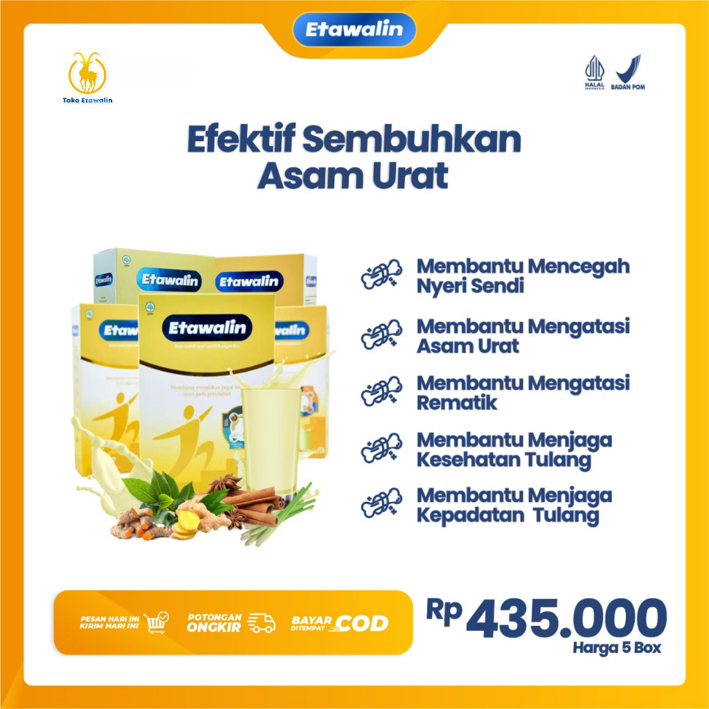 

Paket 5 Box Susu Etawalin - Efektif Sembuhkan Asam Urat Tanpa Efek Samping Dengan Terapi Susu Susu Memperkuat Kepadatan Tulang Susu Meningkatkan Daya Tahan Tubuh Susu Asam Urat Susu Sendi Susu Nyeri Sendi Susu Pegal Lini Susu Asam Urat