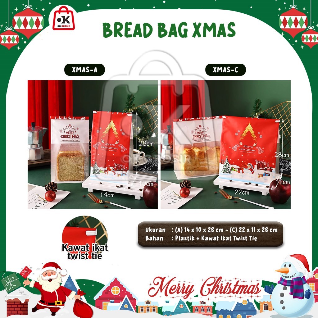 

Plastik Roti Natal Bread Bag XMAS Kantong Kue Kering Snack Christmas Gift (1 pcs)
