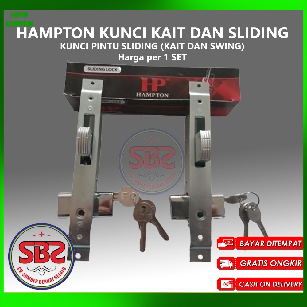 HAMPTON KUNCI PINTU ALUMUNIUM SLIDING MODEL KAIT DAN SWING