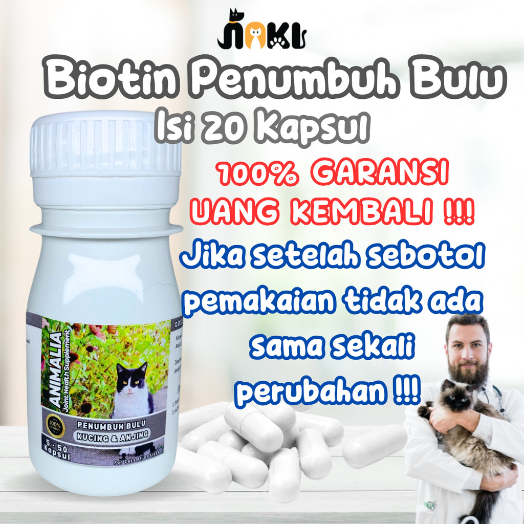 BIOTIN VITAMIN BULU KUCING ANJING CAT DOG PENUMBUH BULU RONTOK OBAT PENYAKIT KULIT ANTI RONTOK