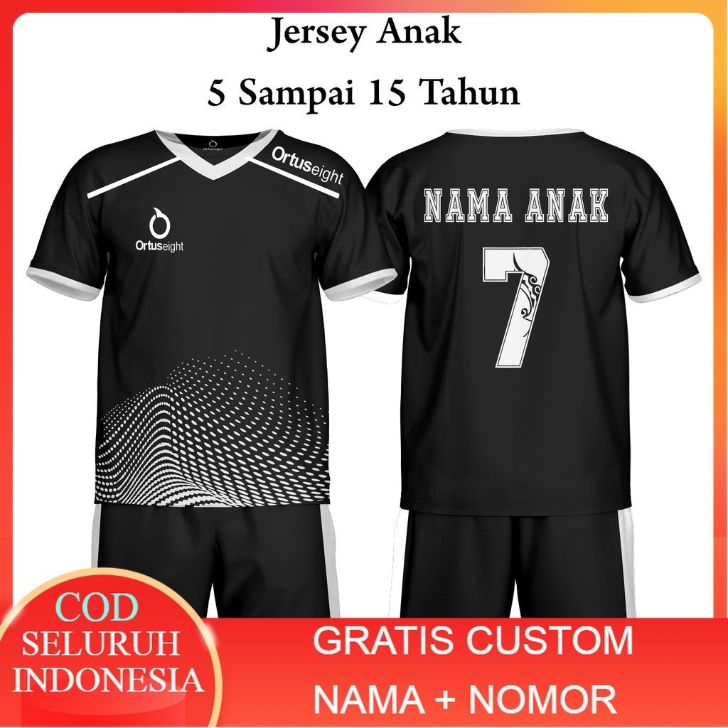 BAJU JERSEY JERSI ANAK PASANG NAMA DAN NOMOR PUNGGGUNG Baju Bola 5-15 Tahun Jersey Futsal Custom Jer