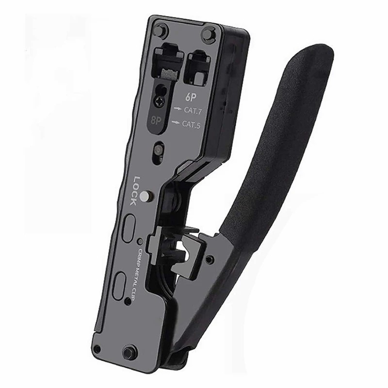 RJ45 Pass Through Crimping Tool Crimp Tool for RJ45 RJ12 RJ11 Connectors CAT6a Shielded Modular Plug