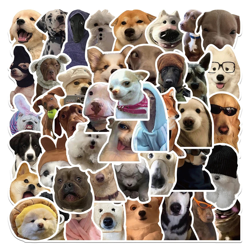 

50pcs Kawaii Cat Dog Funny Animal Meme Stickers Cute Decals Decoration DIY Skateboard Scrapbook Laptop Fridge Car Kids Toy
