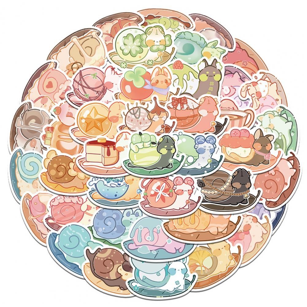 

50Pcs Cartoon Snail Stickers Waterproof PVC Cute Decals Removable DIY Phone Laptop Tablet Notebook Children Stickers Reward Gift