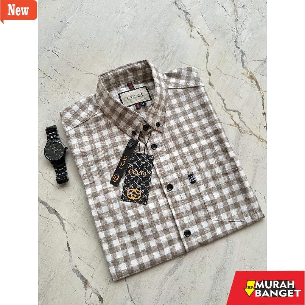 kemeja kotak kotak cowok Kemeja Gucci Pria All Variant | Kemeja Catton Kotak Lengan Pendek Pria | Ke