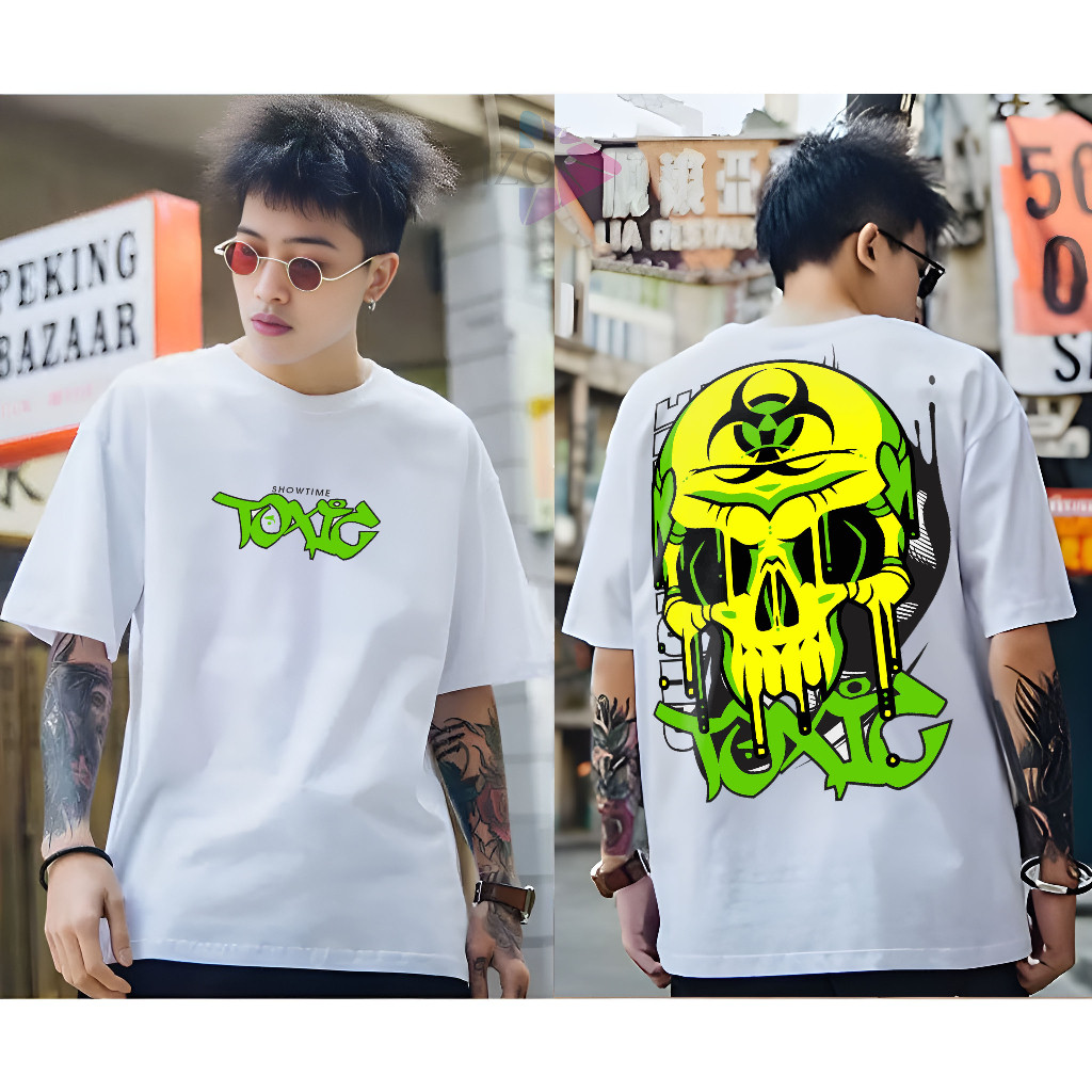 Baju Kaos Distro Terbaru Tshirt Tengkorak Api Putih Pakaian Pria Wanita Keren Lengan Pendek Katun Hi