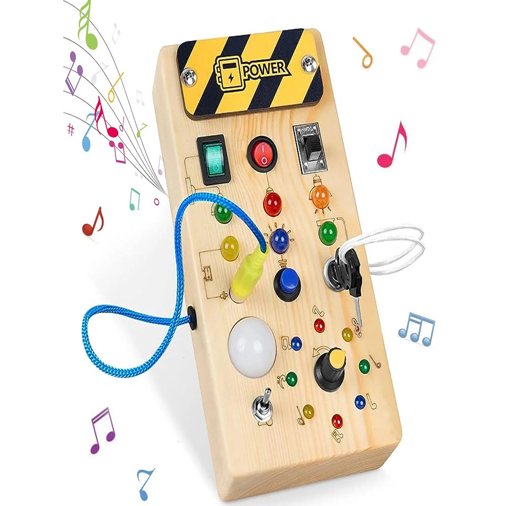 

Kids Early Education Toys Electronic Led Light Baby Wooden Sensory Busy Board Montessori For Toddler Christmas Gifts