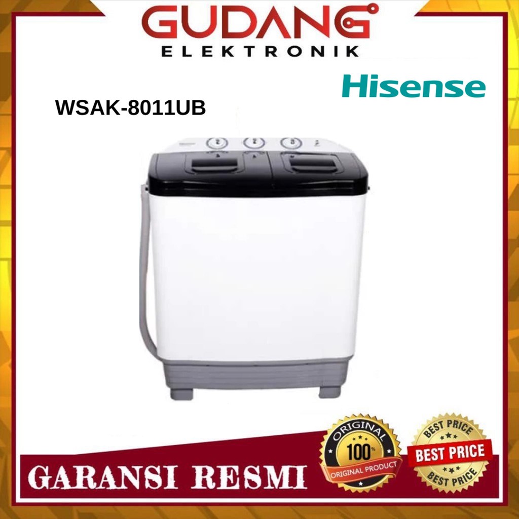 Mesin Cuci Hisense WSAK8011UB 2 Tabung Top Loading Kapasitas 8KG