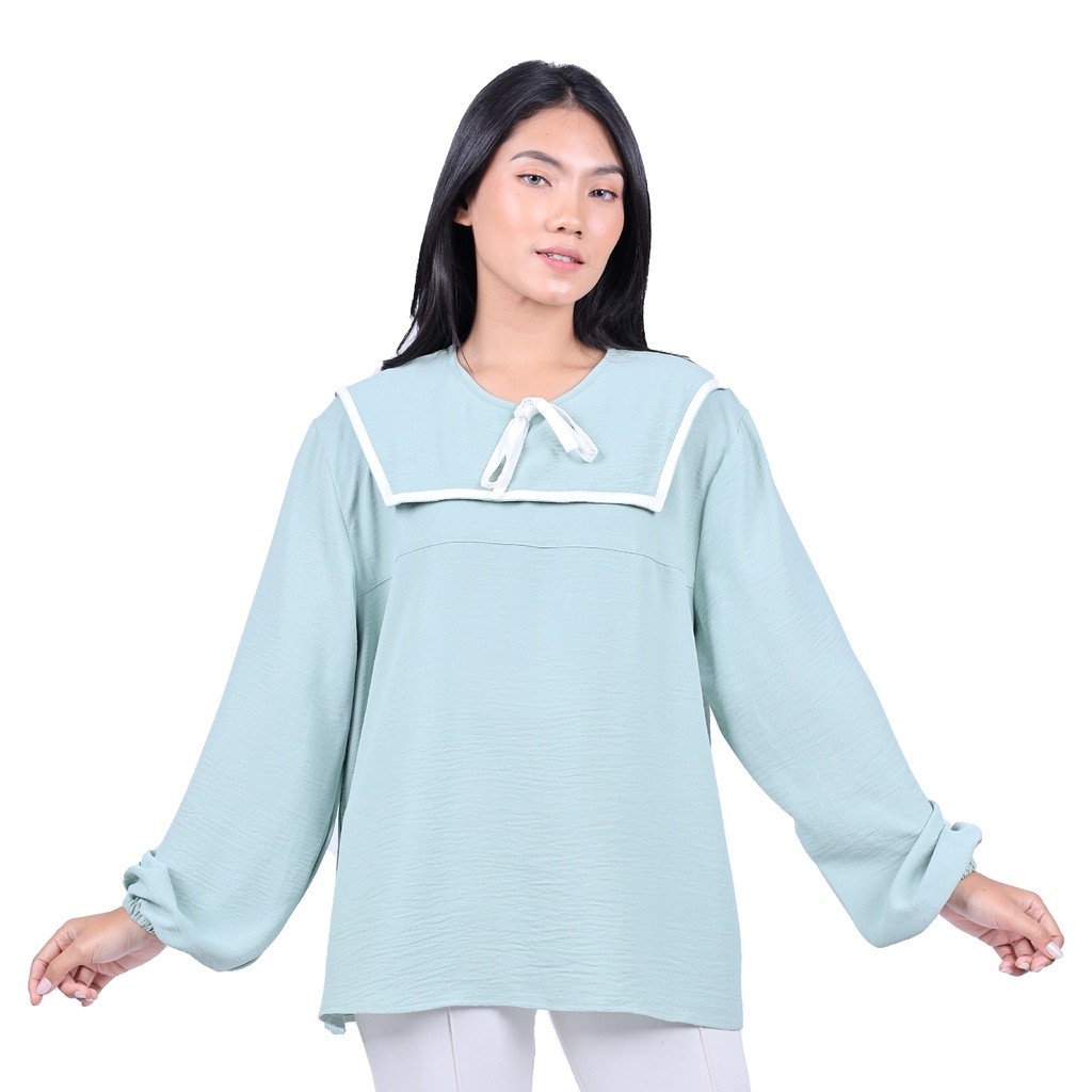 Ohya Kemeja Blouse Atasan Wanita Kekinian Azure Mint Green