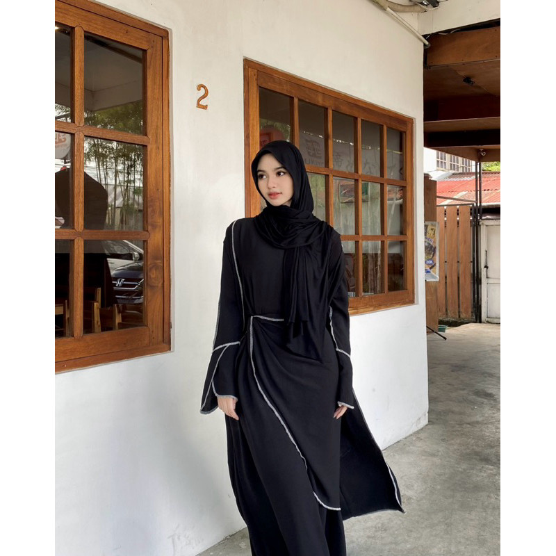 CUCI GUDANG HL Shalina Abaya Dress- Gamis Abaya Hitam Realpict