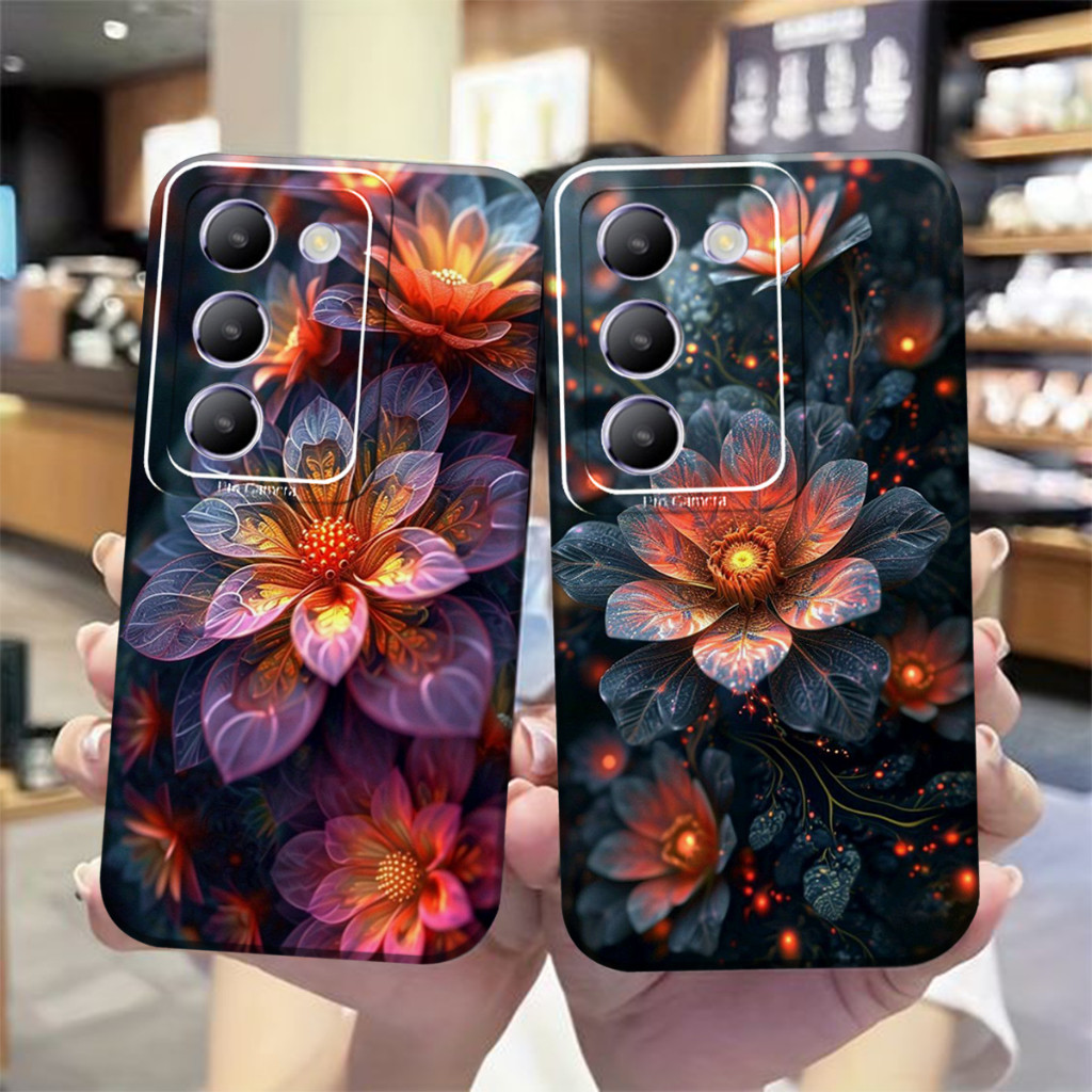 CASE HP VIVO Y100 TERBARU 2024 MOTIF Bunga Cantik Aesthetic Manik Manik Kekinian - Case Cantik - Cas