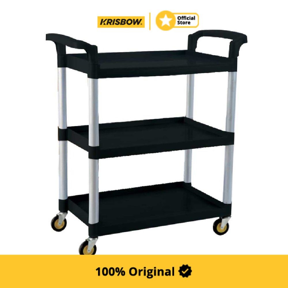Krisbow Trolley Rak Troli 3 Tingkat 80x41x90 cm - Hitam