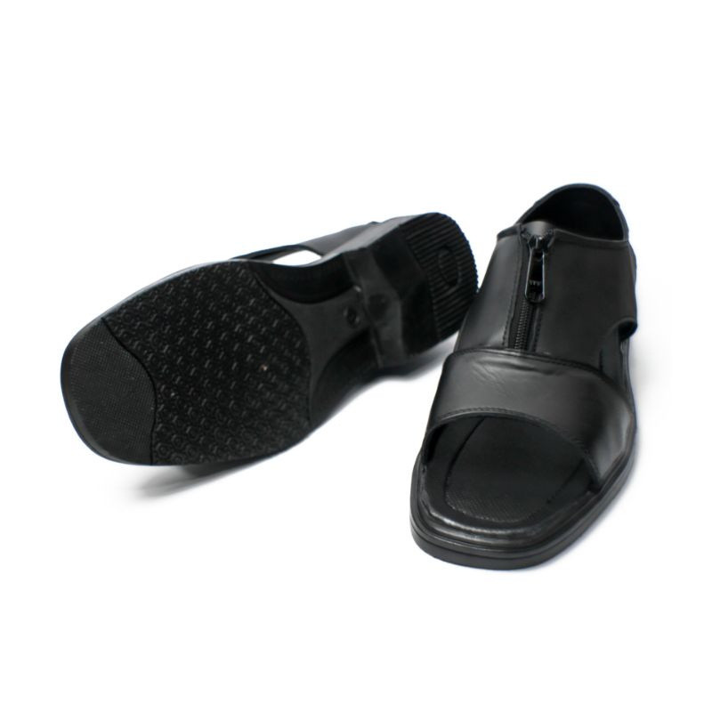 Sepatu Sandal Kulit Selop Resleting Pria Dewasa SGD Sandal Cowok Pria Laki-laki B01 Hitam