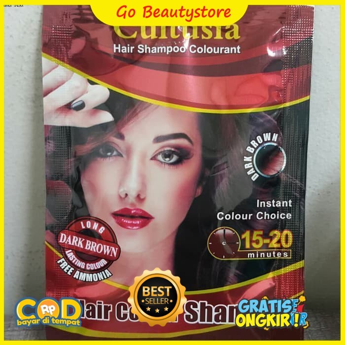 CULTUSIA DARK BROWN HAIR COLOUR SHAMPOO SACHET BPOM - CULTUSIA SHAMPO DARK BROWN SACHET