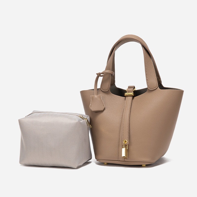

Litchi Grain Leather Women's Bucket Bag High Quality Soft Niche Handbag Mom's Bag Fashionable Design Elegant Women Bag