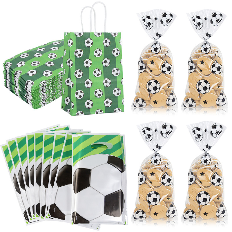 

6/10/50pcs Football Theme Candy Bags Kids Soccer Birthday Party Favors Cookies Gifts Packaging Tote Bags For Guest Baby Shower