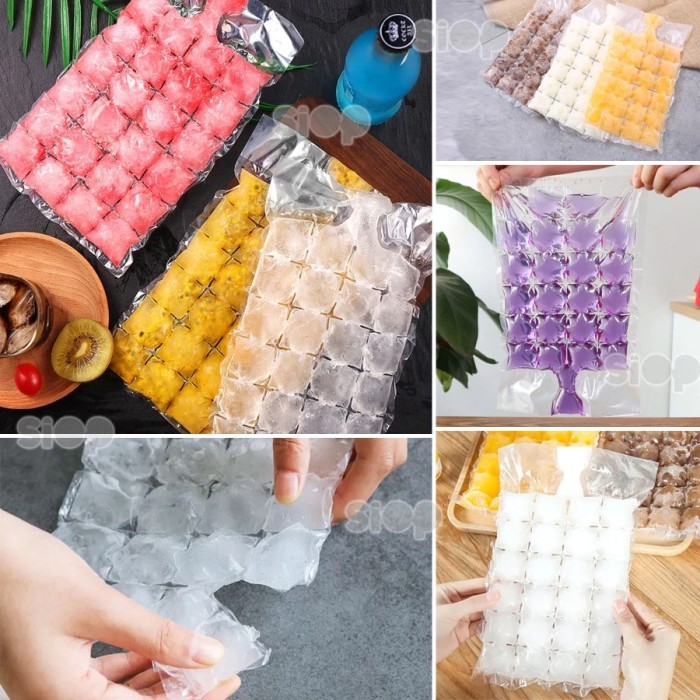 Kantong Kantung Pembuat Es Batu Sekali Pakai Plastik Cetak Es Susu Buah Sirup Ice Gel Yogurt Bag Cube Maker Automatic Sealing ice Bag Sobek Thermafreeze Food Grade Bumbu Sambel Saos Kaldu Anak 10 Lembar x 24 Pcs