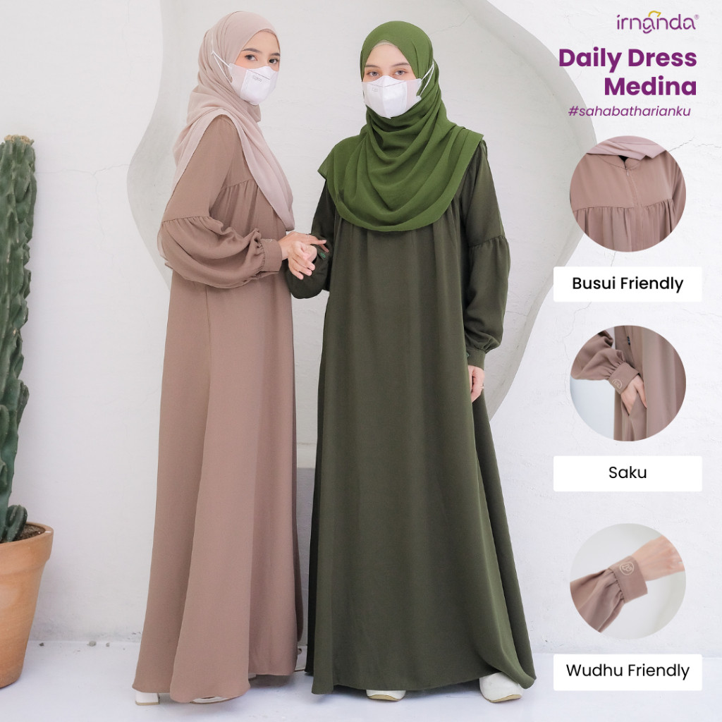 Irnanda Hijab - Medina Dress Premium Simple Busui Friendly Homedress Anti UV