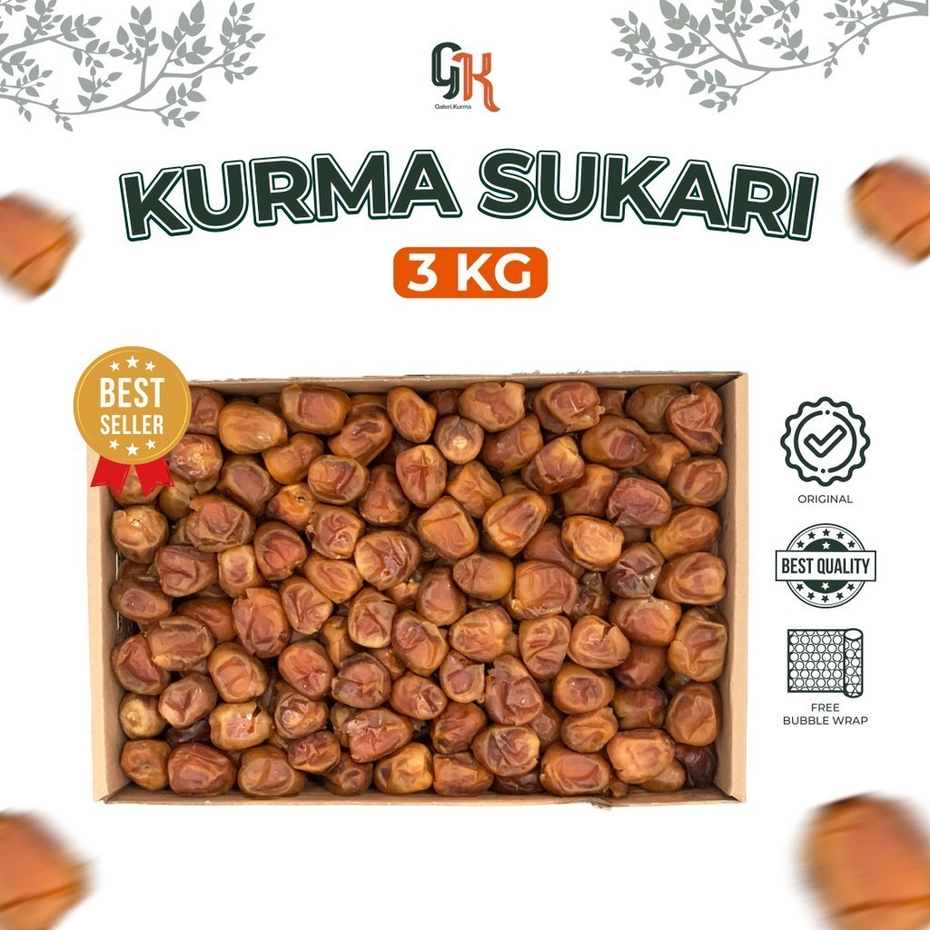 

Kurma Sukari 3 Kg / Kurma Basah Premium / Kurma Raja Sukari Al Qassim