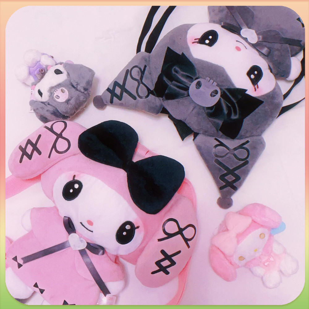 Sanrio True Night Series Kuromi Melody Plush Doll Backpack Cute Doll Backpack Decoration Bag Sanrio 