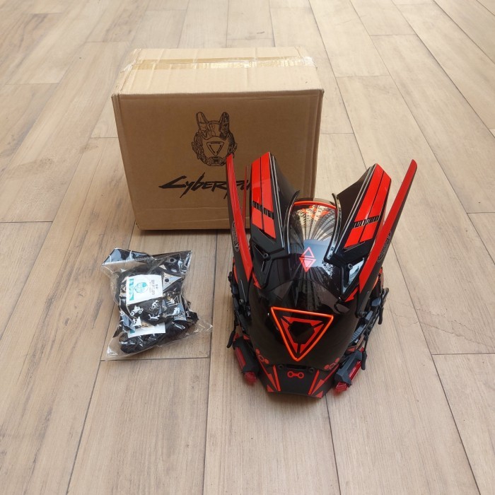 diy cyberpunk mask cosplay v6 - Merah Segitiga
