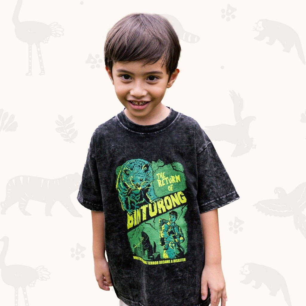 [NEW] T-SHIRT ANAK - SATO ‘BINTURONG BUSTER’ OVERSIZED WASHED BLACK