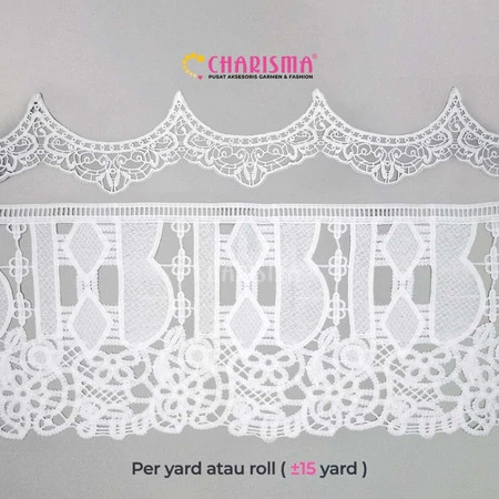 Charisma Renda Bordir Guiper Putih ( harga per 90cm) - / Renda Pinggir Bordir / Renda Meteran