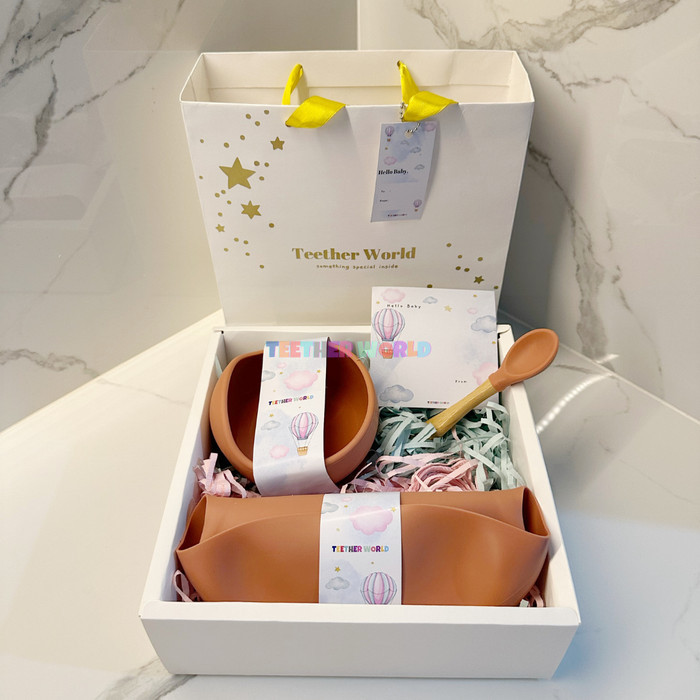 

Best HAMPERS BAYI BEAR SILICONE FEEDING SET / PAKET MPASI / BABY HAMPERS - RBOWL+S+BIB CH