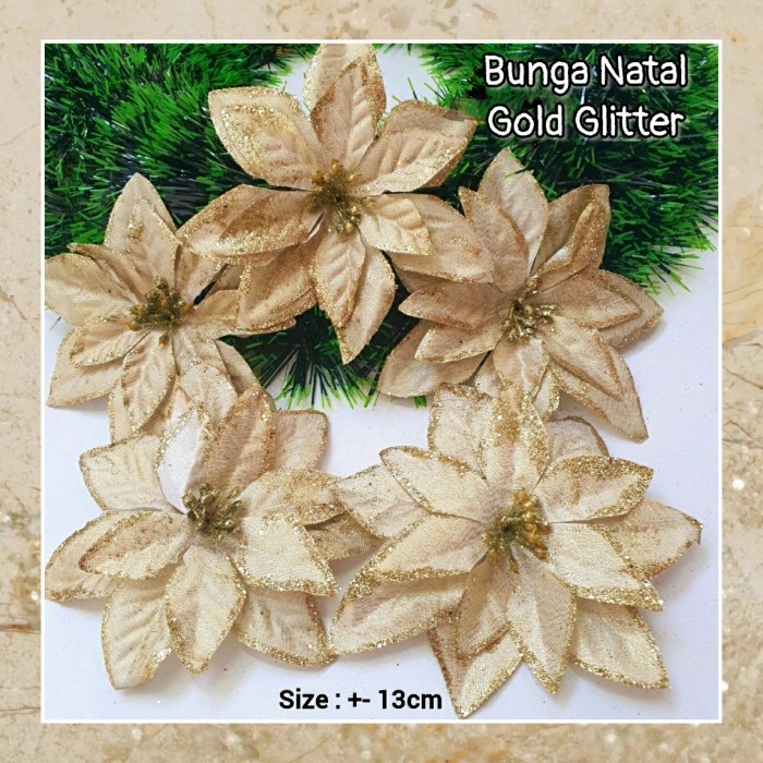 

Bunga Poinsettia Glitter Bunga Katsuba Dekorasi Parcel Natal
