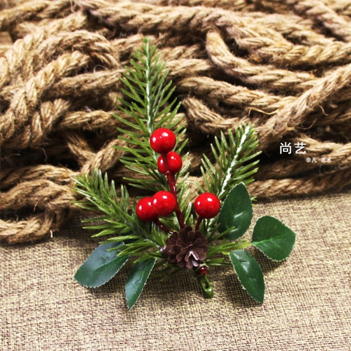 

Daun Cherry Pinus Salju Ornamen Kado Parcel Natal Hiasan Ceri Merah - DAUN PS 1505