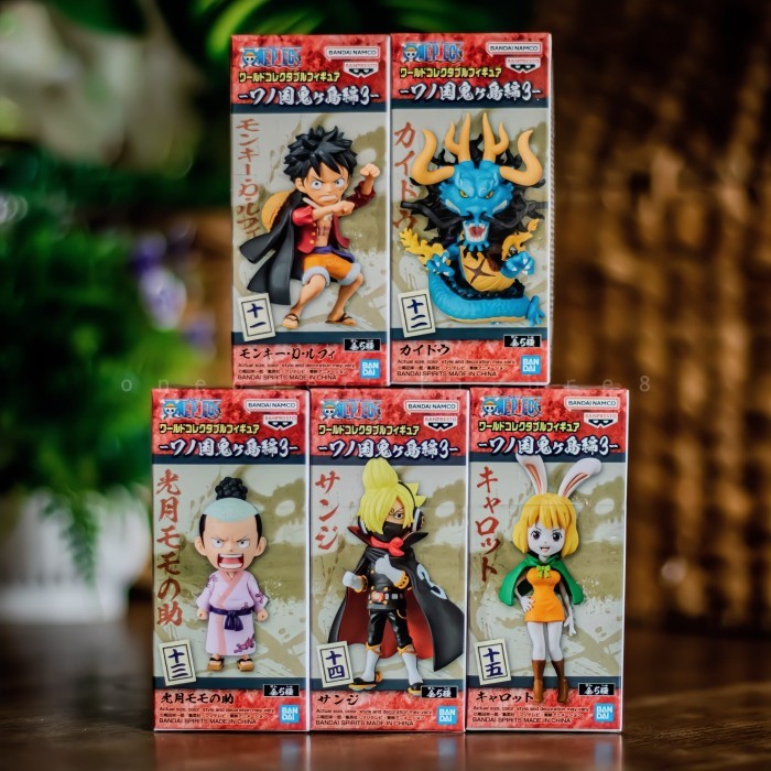 WCF ONE PIECE WANOKUNI ONIGASHIMA VOL 3 LUFFY KAIDO ZOAN MOMONOSUKE OSOBA MASK GERMA CARROT SET OF 5