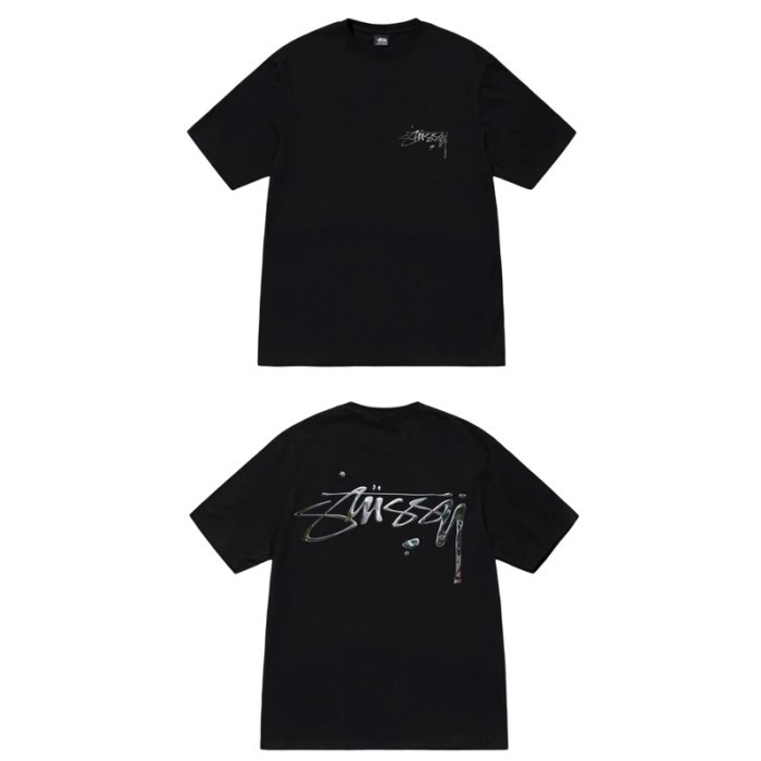 Kaos Oversize STUSSY Mercury Printed Black Tshirt - ORI - L