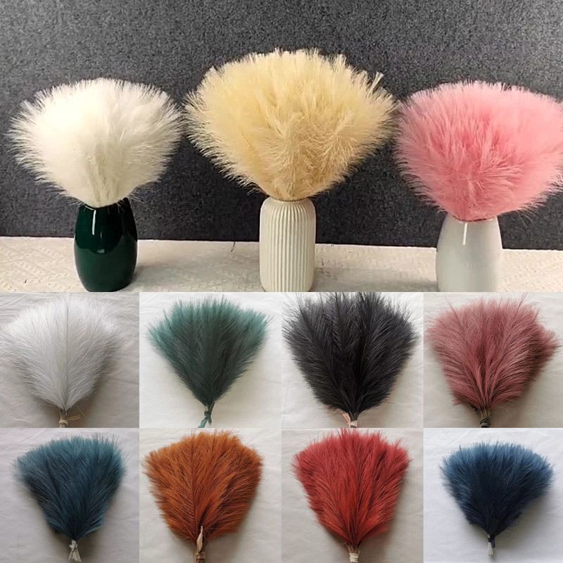 

10pcs Artificial Pampas Grass Colorful Fluffy Simulation Reed Grass Plant Nordic Style Home Decor Wedding Arrangement Layout