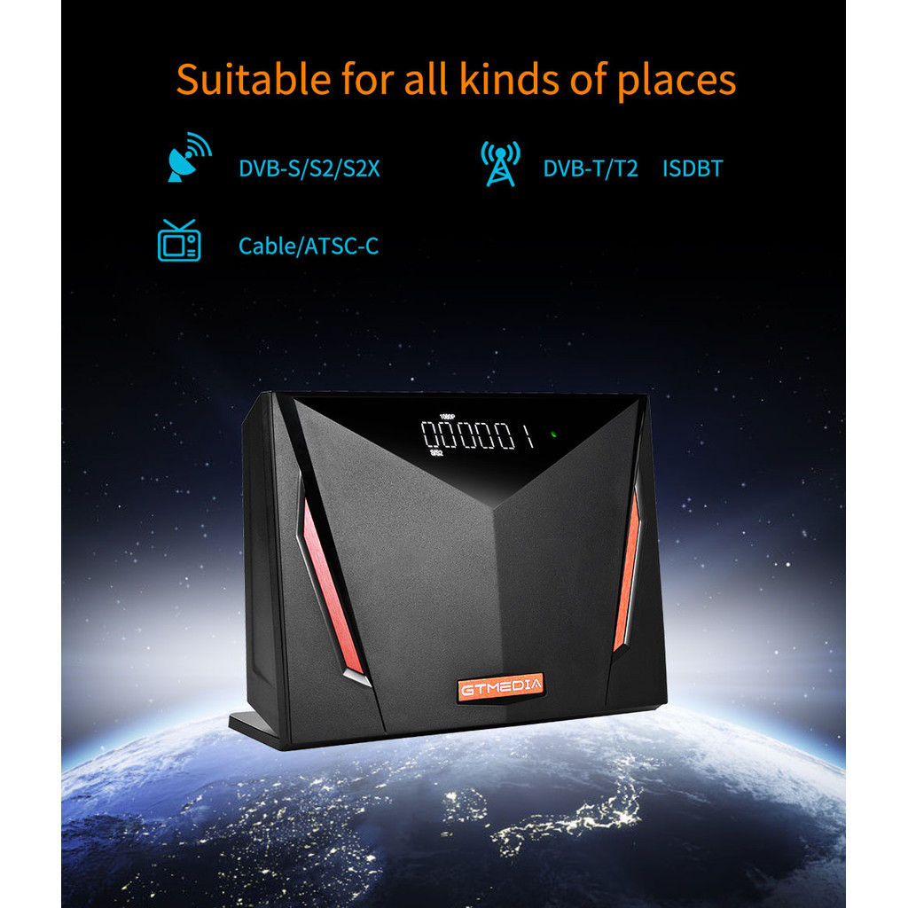 Mars V8 UHD TV Box DVB-S/S2/S2X,DVB + T/T2/ISDB-T/Cable 4K media player WIFI integrated receiver Sat