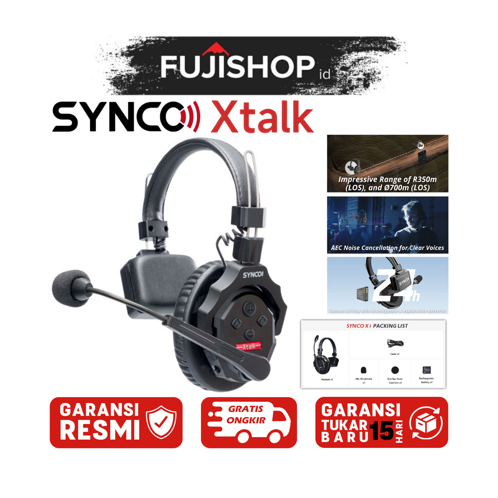 Synco X-Talk Full Duplex Wireless Intercom Headset Garansi Resmi