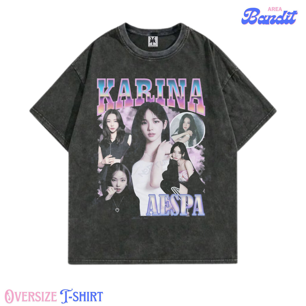 Bandit Area "kaos aespa karina" Oversized T-shirt washing washed