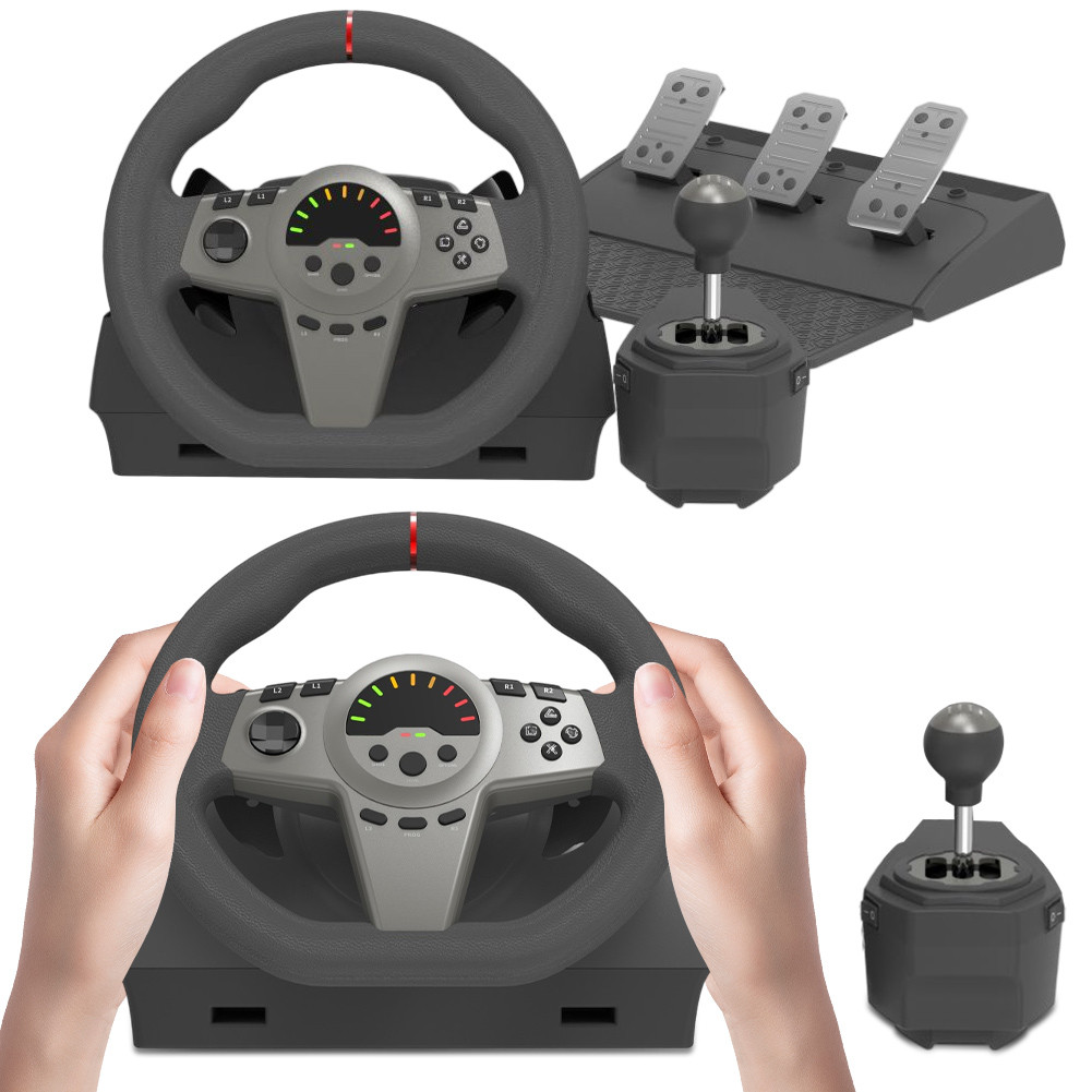 

Gaming Steering Wheel with Shifter and Pedal 270° Driving Wheel Simracing PC Steering Wheel for PS4 Xbox One Xbox Series X/S