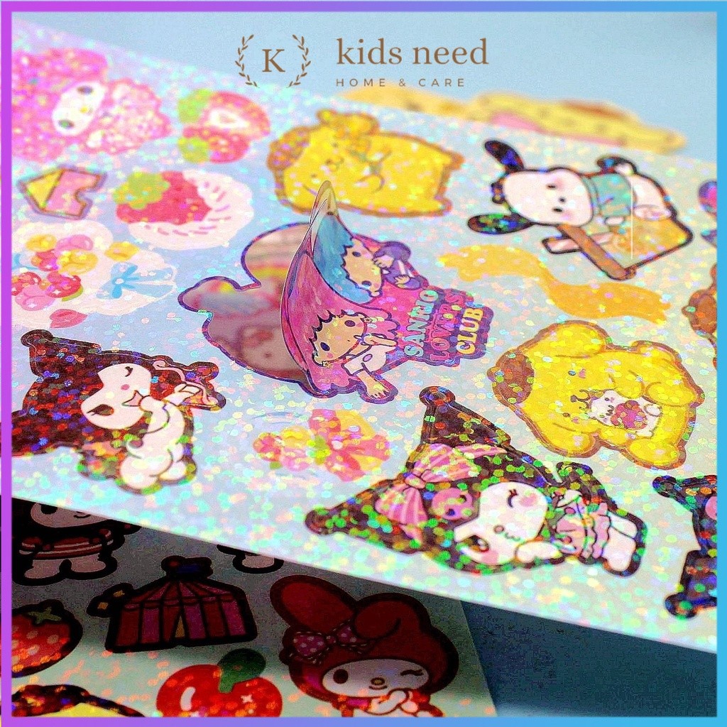 

Stiker Gliter Hologram besar Aura Motif sanrio kuromi melody cinnamorol pompompurin Mixue Karakter Lucu-Lucu Keren