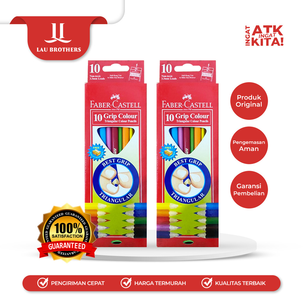 

FABER CASTELL PENSIL WARNA/ GRIP TRIANGULAR COLOR PENCIL 10 (1SET)