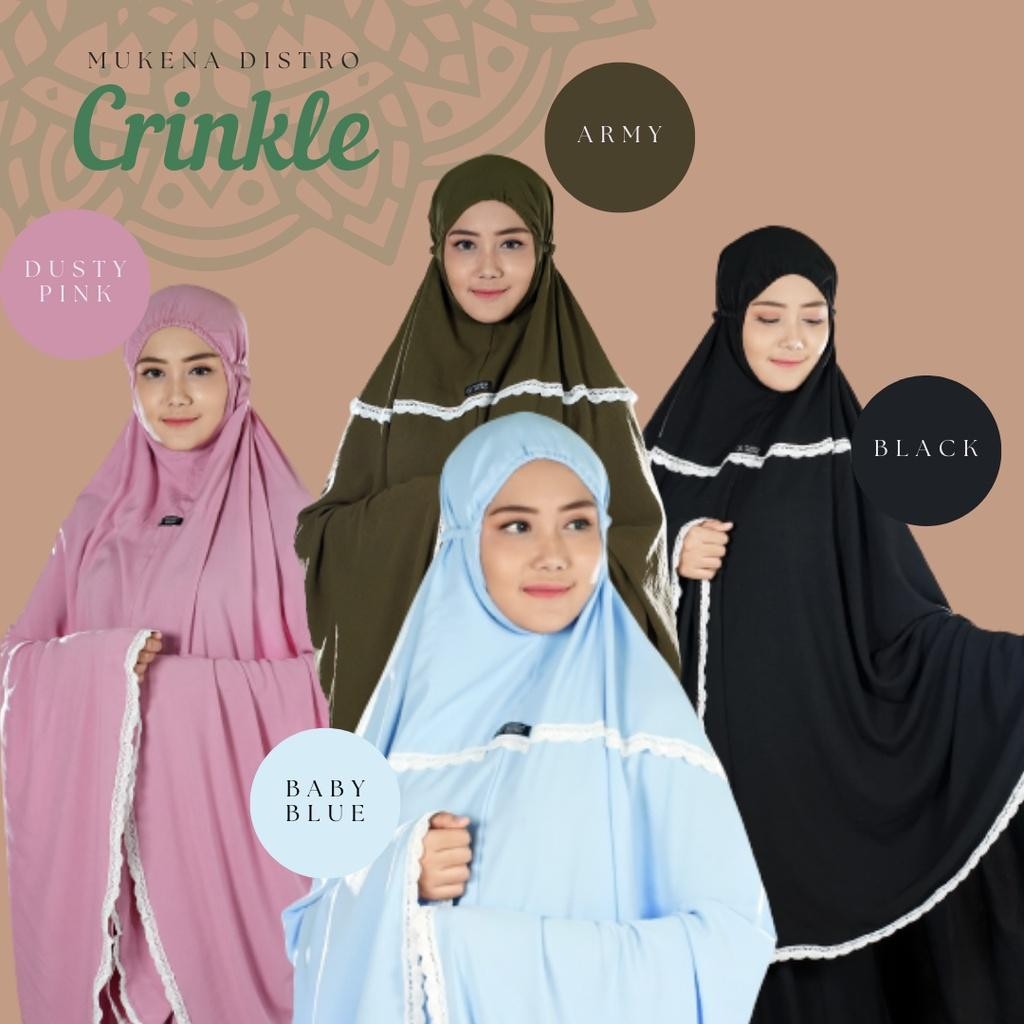 Mukena Dewasa All Size Rayon Crinkle Airflow Original Premium Jumbo Renda Plain Bahan Adem| Mukena K