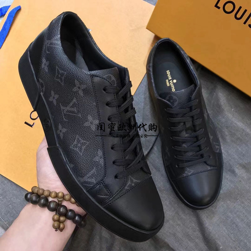Louis Vuitton laki-laki klasik LV bunga lace up flat casual sepatu